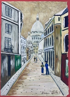 Maurice Utrillo (Handmade) Drawing mixed media on paper signed & stamped - Image 1 of 4