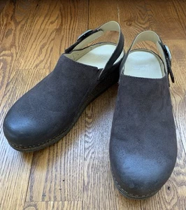 DANSKO Merrin Chocolate Brown Burnished Suede Slingback Clog - EU 40/US 9.5-10 - Picture 1 of 11