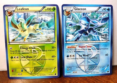 POKEMON PLASMA FREEZE EEVEELUTIONS LEAFEON 11/116 RARE & GLACEON 23/116 RARE - Image 1 of 4