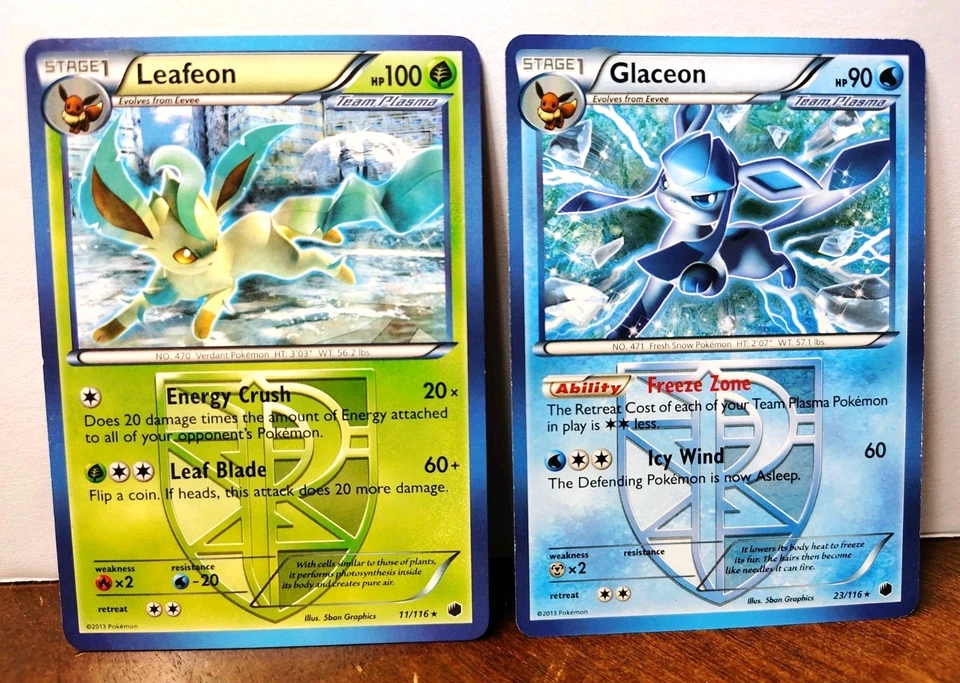 POKEMON PLASMA FREEZE EEVEELUTIONS LEAFEON 11/116 RARE & GLACEON 23/116 RARE - Image 1 of 4