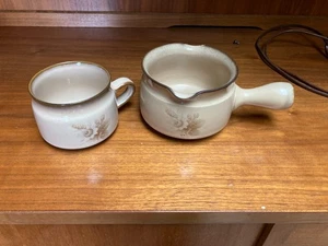 Cuenco y taza de sopa vintage Denby Memories con patrón beige y marrón - Imagen 1 de 7