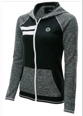 Sudadera con Capucha Hurley Negra Gris Cremallera Completa Dri-Fit Mujer’s Grande Kanga Bolsillo Foto 1 de 4