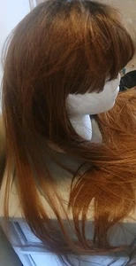 RJ PARK R327 WIG Long W/ Bangs Red Brown 100% NATURAL Black Castor Oil NIP Soft - Picture 1 of 19