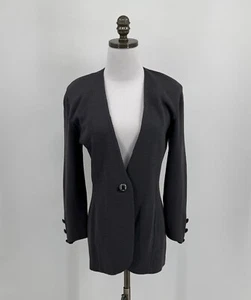 St. John Separates Gray Single Button Santana Knit Blazer Jacket Sz P/S - Picture 1 of 7
