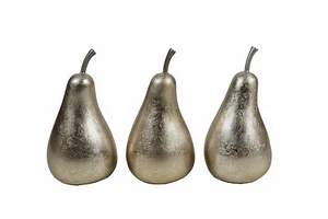 Set x 3 Lacquerware Pear Ornaments - Champagne Colour - Imagen 1 de 1