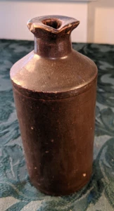 Antike Salzglasur braune Flasche Lippensteinzeug 1800er 7" handgeworfen - Bild 1 von 11