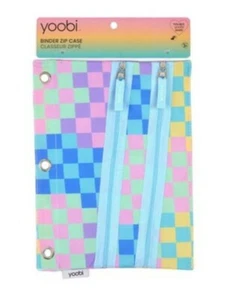 Yoobi Double Zip Binder Pencil Case Multicolor Checkered - Picture 1 of 1