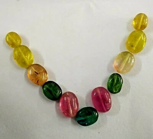 Tourmaline Oval Smooth Bead Multi Color 11 Pcs. 26.40 Cts. Natural Gemstone - Picture 1 of 8