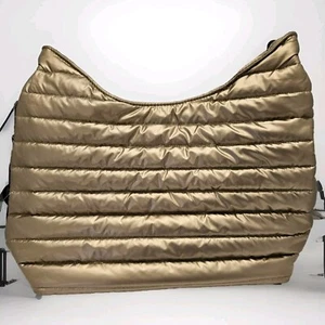 THINK ROYLN SHOULDER TOTE GOLD PUFFY 16" X 12" - Picture 1 of 4