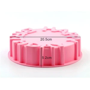 1 HappyBirthday Baking Pan Round Mousse Silicone Mold DIY Cake Baking Tray Tools - Picture 1 of 6