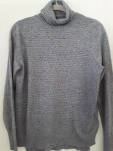 C&C California L Gray Turtleneck Sweater Waffle Stitch Merino Alpaca Blend NWT - Picture 1 of 8