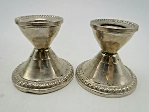 Pair Old Duchin Design Weighted Sterling Silver Candle Holders Candlesticks 2¼in - Picture 1 of 7