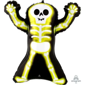 Supershape Neon Skelly Skeleton Shaped Foil Balloon Retro Dance Disco Party - Picture 1 of 1
