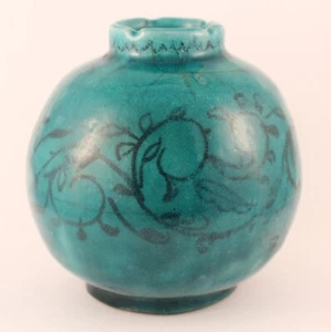 Antique Persian Turquoise Glazed Pottery Vase - Picture 1 of 12