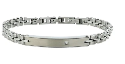 URANIA - BRACCIALE IN ACCIAIO CM 22 CON 1 DIAMANTE I/SI 1MM CT 0,008 - Immagine 1 di 2