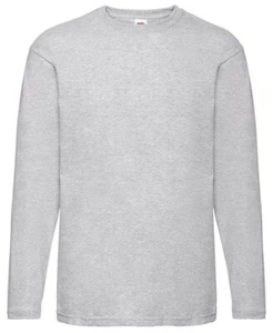 Herren Langarmshirt Fruit of the Loom, Rundhals, 100% Baumwolle, hellgrau, Gr. M - Picture 1 of 1