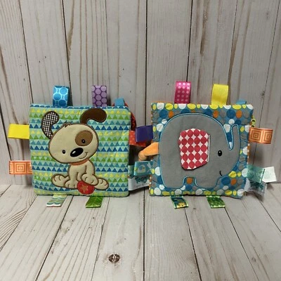Mary Meyer Taggies Crinkle Me Squeaker Puppy Dog & Elephant Square Toy Lot 6 In - Image 1 of 4