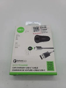 Belkin Boost Charge Fast Charge 18W USB-A Car Charger With USB-A to USB-C Cable - Picture 1 of 2