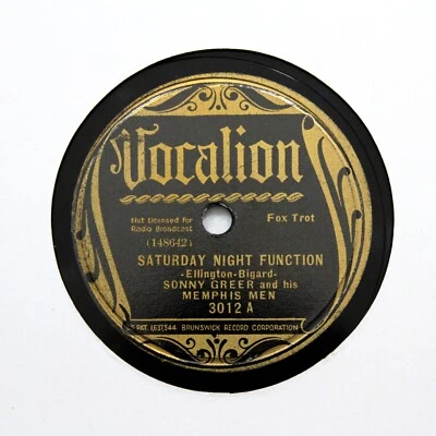 SONNY GREER & HIS MEMPHIS MEN "Saturday Night Function" VOCALION 3012 [78 RPM] - Image 1 of 2