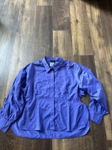 REEBOK X CARDI B Women's Button Up Shirt Purple Vibe 3X Plus Ruched NEW - Picture 1 of 4