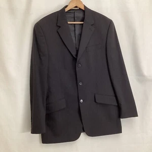 Next Men's Black Pinstripe Suit Jacket 42R Wool Blend Smart Formal Blazer - Picture 1 of 9
