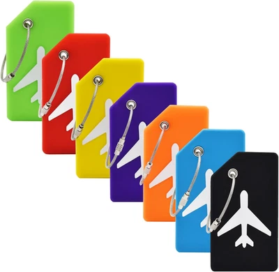 MODENGKONGJIAN 7 Pack Silicone Luggage Tag Baggage Handbag Travel Suitcase Tags with Name ID Ca