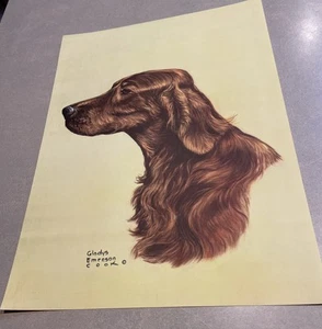 Vintage Gladys Emerson Cook IRISH SETTER Welpe Hund beste Freundin Kunstdruck 12 x 16 Zoll 1940 - Bild 1 von 9
