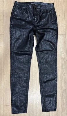 WHITE HOUSE BLACK MARKET black textured THE SKINNY pants Size 4 Shiny Croc Gator - Image 1 of 4