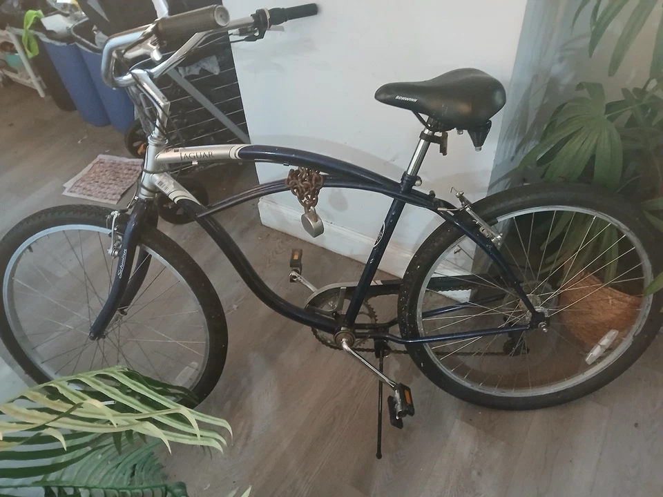 1967 Schwinn Deluxe Typhoon Bicicleta Cruiser Masculina Vintage Azul Jaguar Americana S7 - Imagem 1 de 1