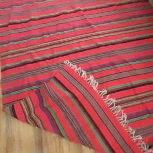Vintage Wool Native-American, Indian Blanket, Rug Handwoven 86" X 57" - Picture 1 of 9