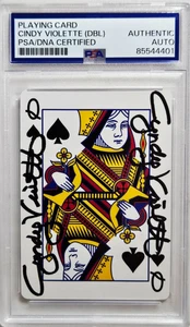 Cindy Violette Double Signed Queen Of Spades Poker Playing Card Autograph PSA - Picture 1 of 2