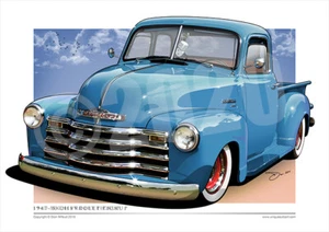 1953 Chevy Pickup Truck Car Drawings  ( 15 Colours ) - Picture 1 of 19