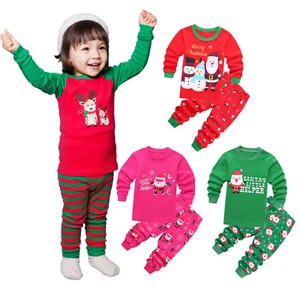 Pajamas For Baby Girls Boys Christmas Santa Claus XMAS Pajamas Sleepwear Set - Picture 1 of 27