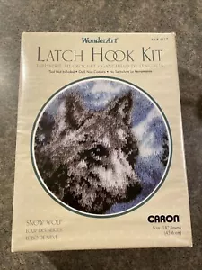Wonder Art Latch Hook Round Rug Kit Snow Wolf 18in Caron #4117 (Sealed) - Picture 1 of 11