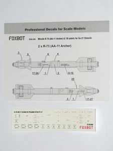 Foxbot 48-049 Schablonen für Rakete R-73 AA-11 Archer & 7/8 Punkte für Su-27 1/48 - Bild 1 von 3
