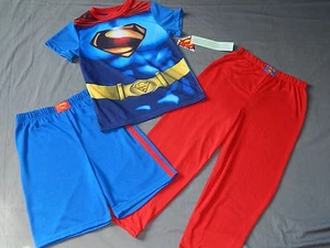 Boys Pajamas Superman Youth Size 8 Small 3 Piece Outfit Sleepwear Justice League - Picture 1 of 4