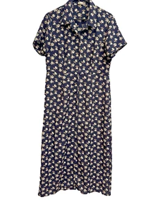 Vintage 90’s Old Navy Damen Gr. L Maxikleid Blumen Gänseblümchen Cottagecore Knopfleiste - Bild 1 von 10