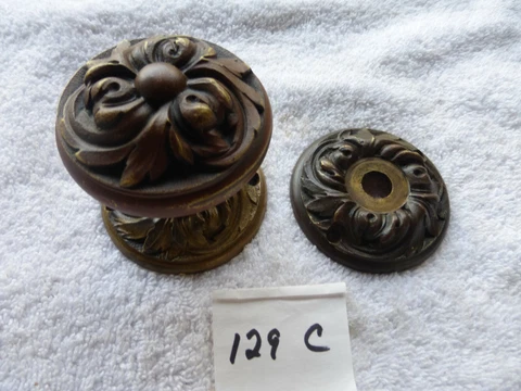 Vintage Antique Ornate Solid Bronze Knob Rosettes SET 129 C Cover