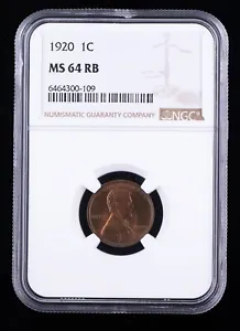 1920 Lincoln Cent NGC MS 64 RB Wheat Penny 1c  - Picture 1 of 4