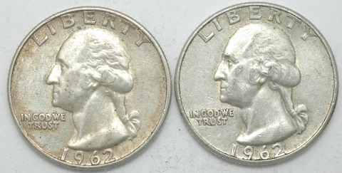 1962-P-D Washington Silver Quarter year mint set 2 coins, no San Francisco made Cover