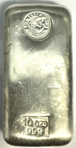 SILVER BULLION BAR 10 oz OUNCES , THE PERTH MINT .999 SILVER - Picture 1 of 3