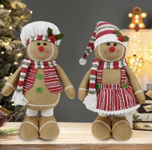 Standing plush greeter gingerbread boy OR gingerbread girl 16” Christmas Decor - Picture 1 of 5