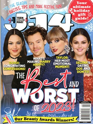 J-14 Magazine January 2024 Taylor Swift w/ Olivia Rodrigo Jenna Ortega Posters Foto 1 de 2