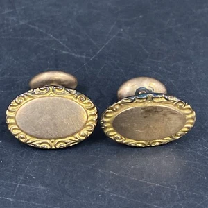 Vintage Copper Classic Oval Shield Mirror Post Cufflinks MCM Retro French - Picture 1 of 4