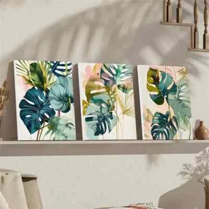 3pcs Painting Of A Monstera Plant Canvas Unframed - Picture 1 of 9