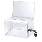 1 Pack Acrylic Donation Box with Lock, Clear Ballot Box with Sign Holder,1818