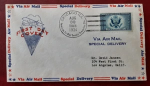 USA 1934 16c FDC Air Mail Special Delivery Chicago Il to LA California VF 4547-1 - Picture 1 of 2