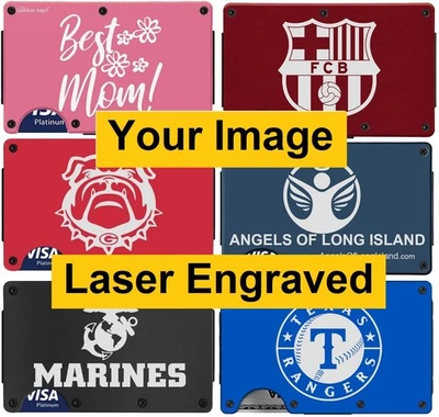 Custom Your Image Personalized Laser Engraved RFID Blocking Wallet Womens Men D7 - Image 1 of 4