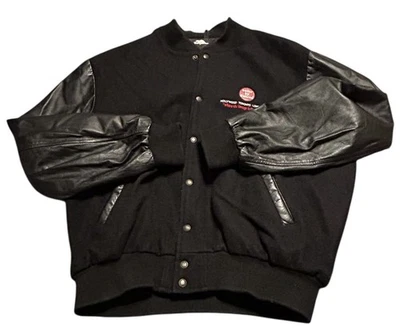 Chaqueta Universitaria Roots Clásica Lana Cuero Estilo Bombardero Para Hombre XL Negra Deportiva Foto 1 de 4