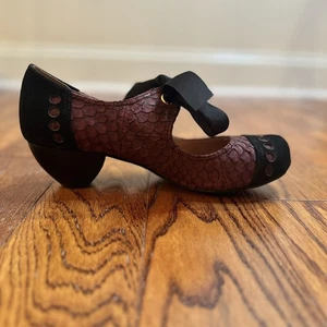 All Black Anthropologie Damenschuhe Fischschleife Mary Jane mit Bindeabsatz 6,5 kokett - Bild 1 von 12